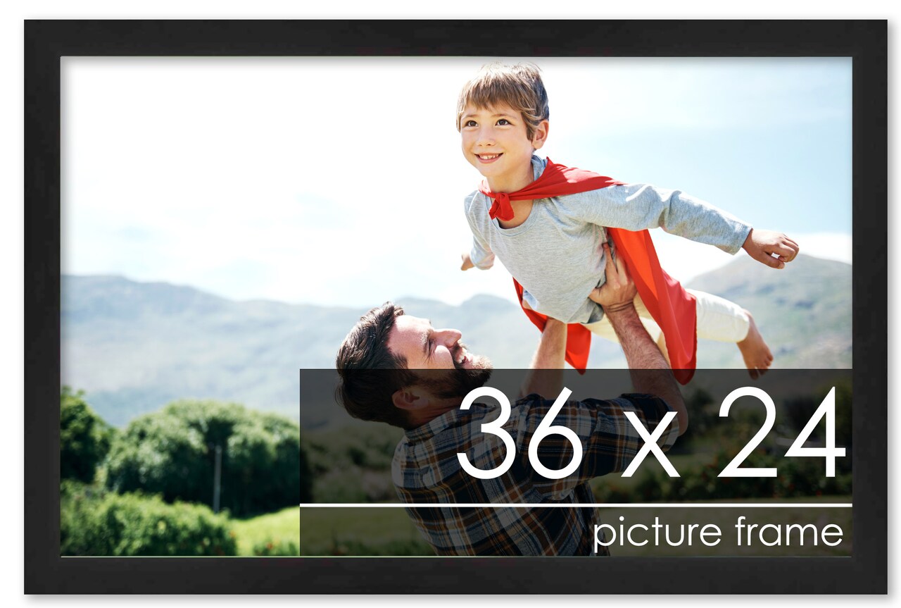 24x36 Decor Picture Frame with UV-Resistant Acrylic & Acid Free Backing, Available in 2 Finishes - Black and Brown